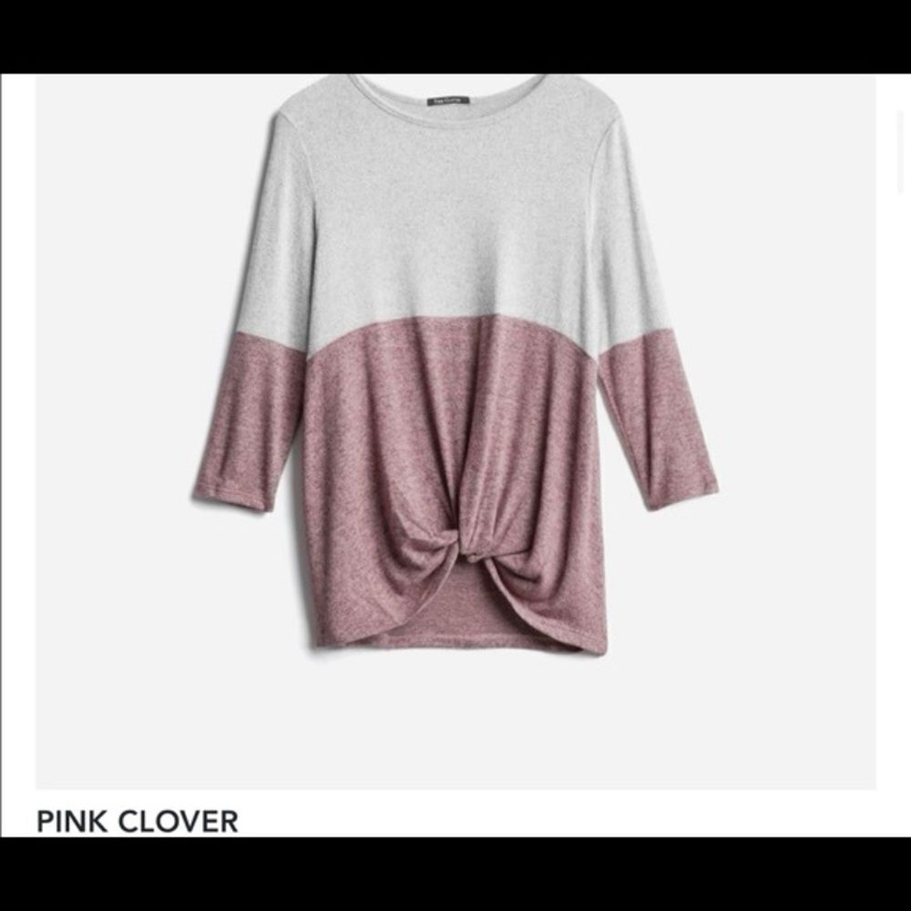 PINK CLOVER Denver Front Twist Brushed Knit Top Dark Pink XS Stitch Fix NWT